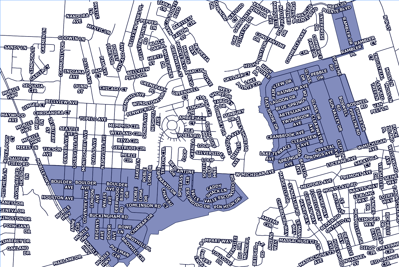 Crescent Lake and Carriage Hills Neighborhood Cleanup Map