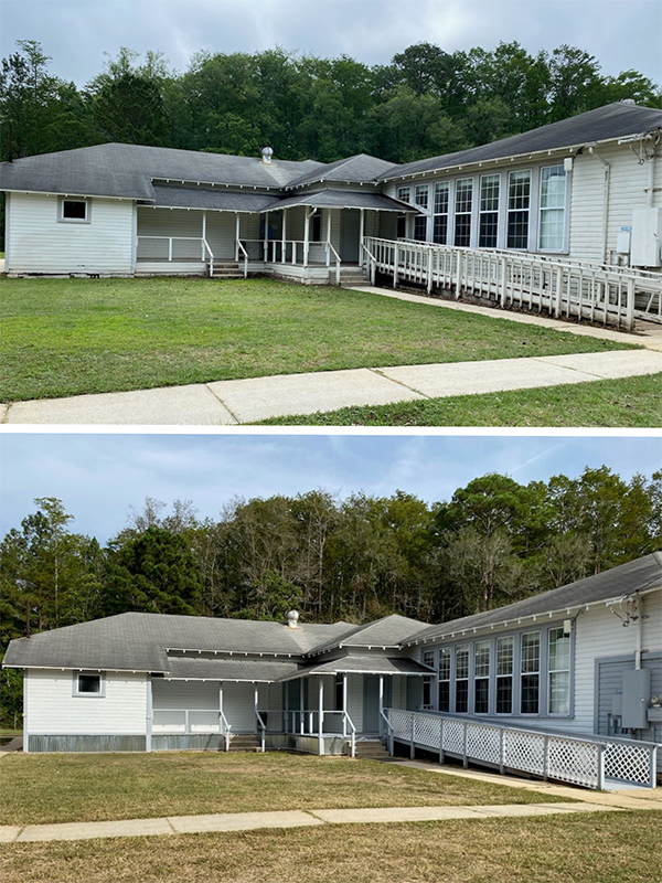 Before and after photos of renovations at Davisville Community Center recently completed by Escambia County Facilities Management.