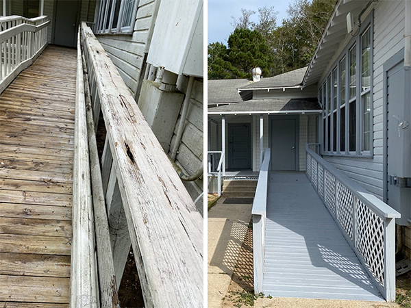 Before and after photos of renovations at Davisville Community Center recently completed by Escambia County Facilities Management.