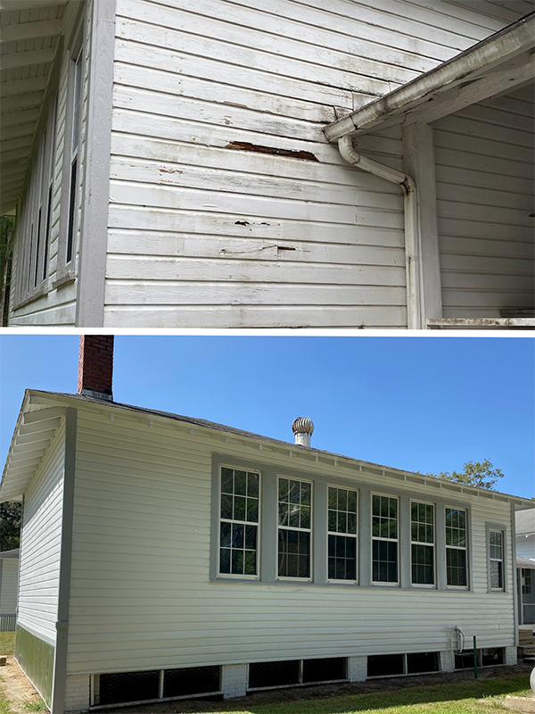 Before and after photos of renovations at Davisville Community Center recently completed by Escambia County Facilities Management.