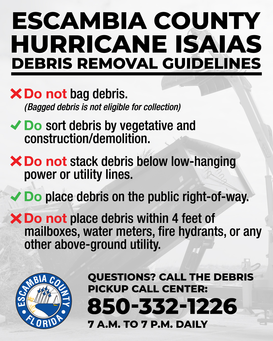 Hurricane Isaias Debris Removal Guidelines