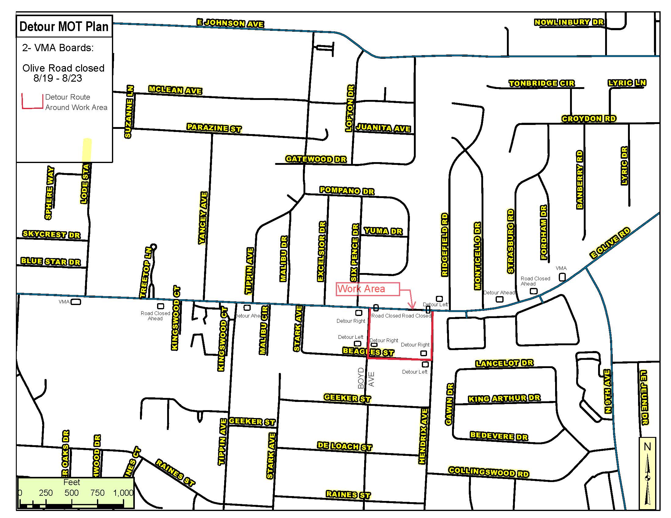 Detour Map 8.19 thru 8.23 Boyd to Hendrix 