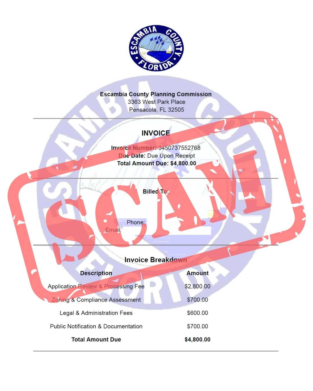 Development Services Services Scam Example