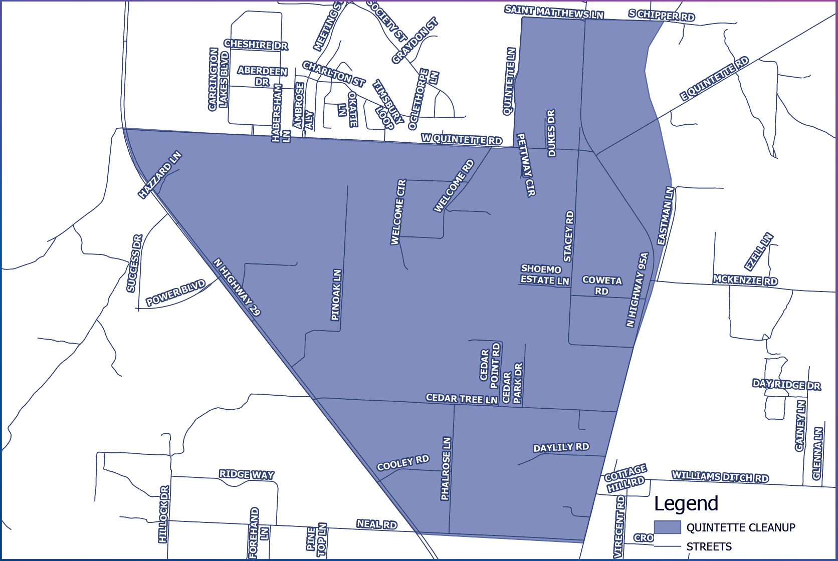 District 5 Quintette Neighborhood Cleanup Map