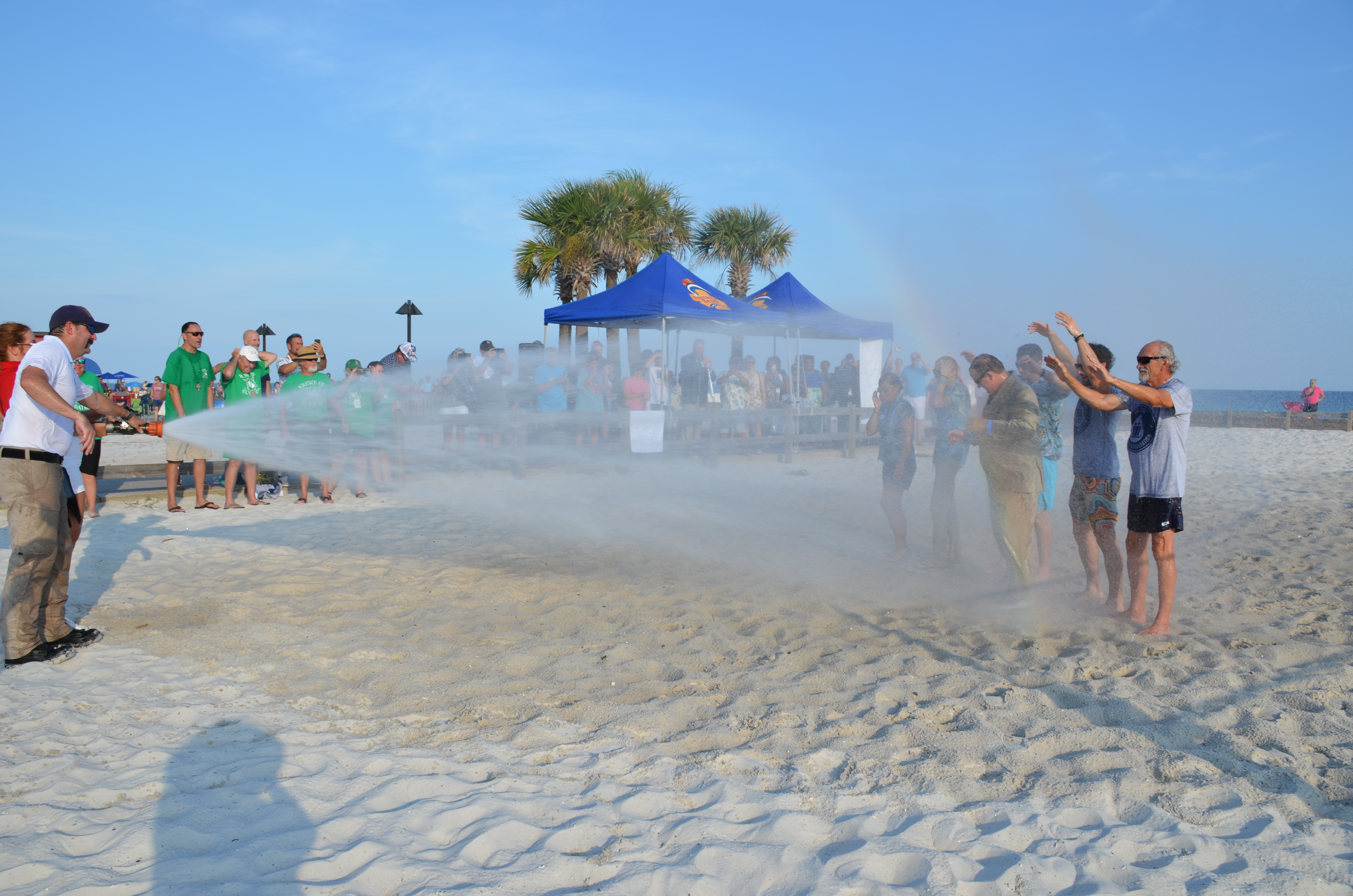 Community leaders getting soaked during the CEO Soak