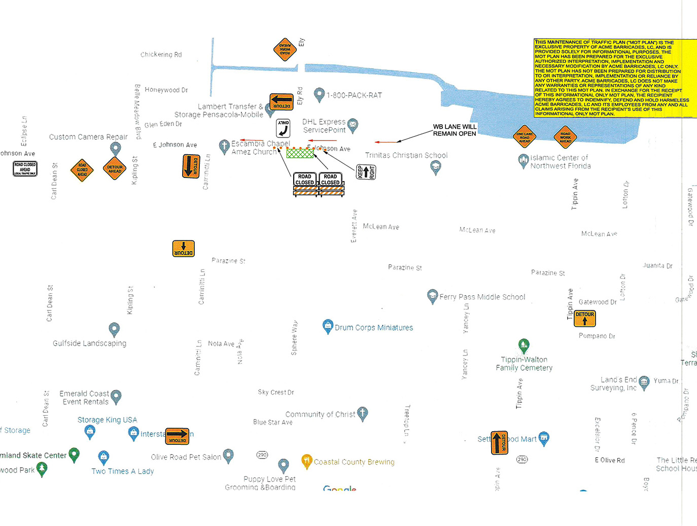 East Johnson Ave Road Work Map