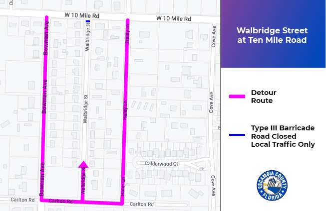 ECED Walbridge Street Detour Map