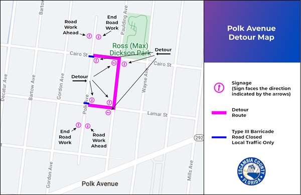 ECED_Polk Ave Detour Map