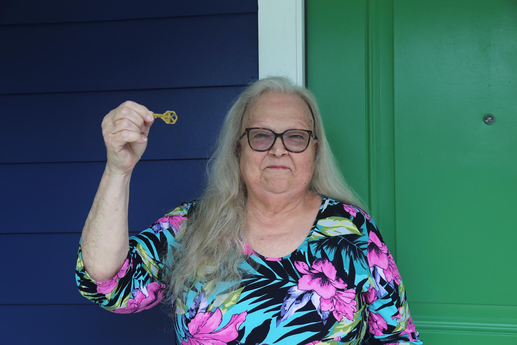 Emma Coker receives the keys to her new home