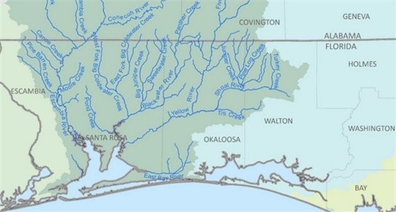 A photo of the estuary of Escambia, Santa Rosa and Okaloosa counties.