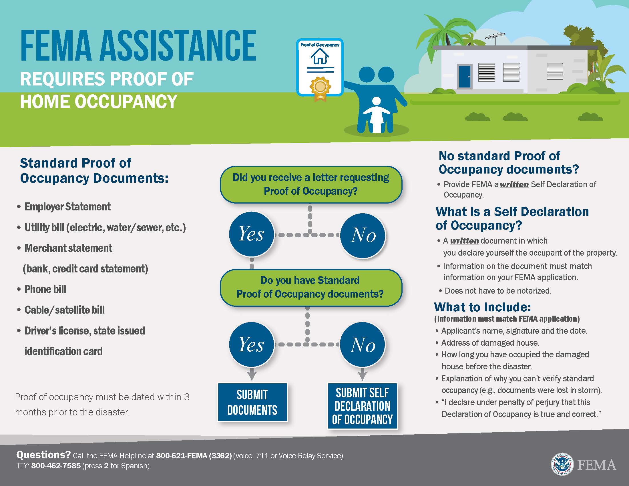 FEMA Assistance Requires Proof of Home Occupancy