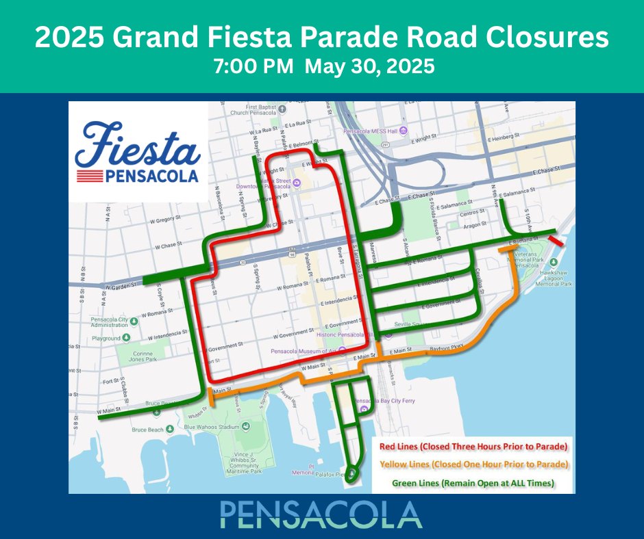 Fiesta Parade Road Closure Map