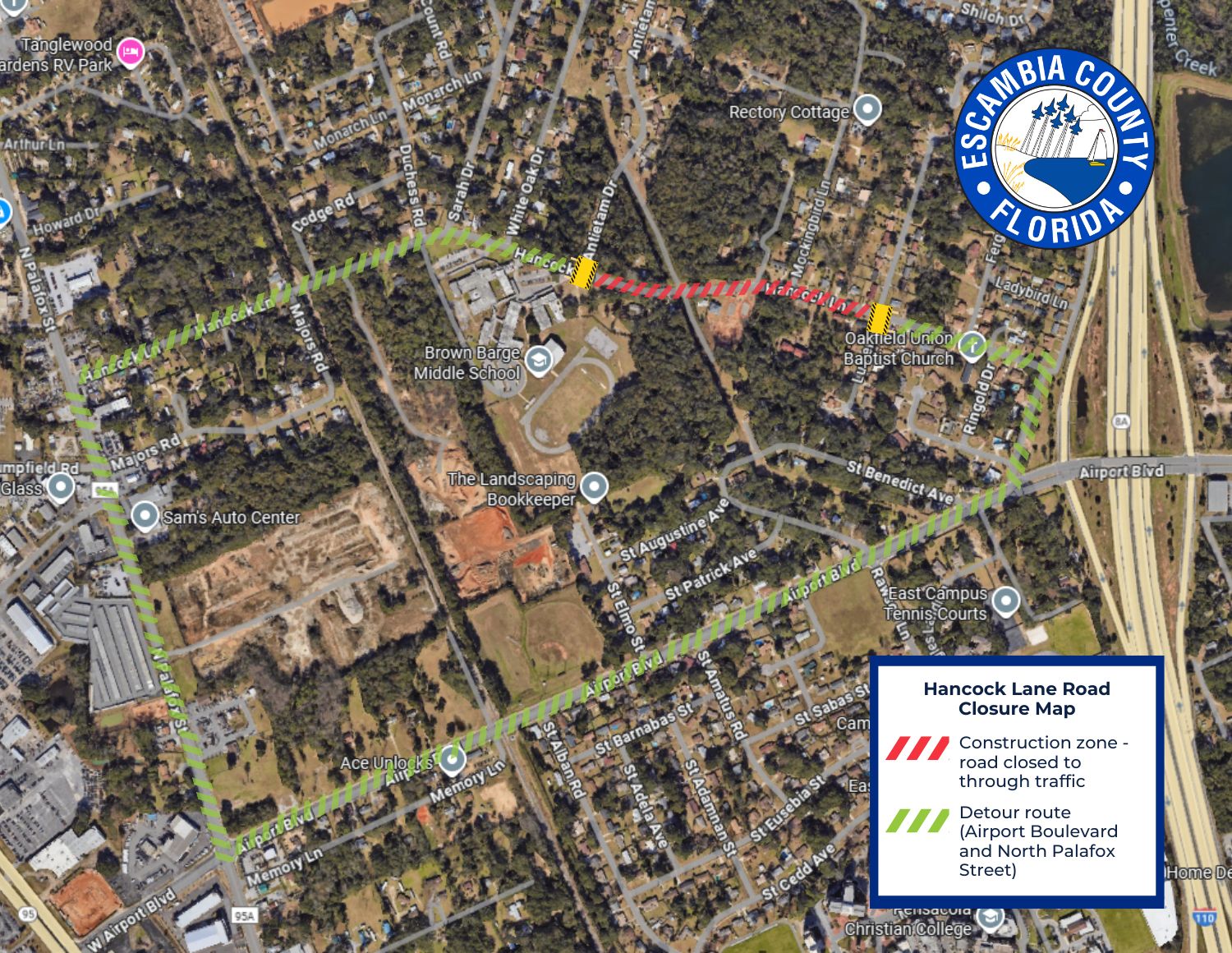 Hancock Lane Road Closure Map