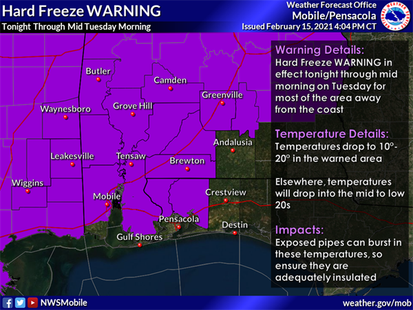 hard freeze warning Hard Freeze Advisory for Escambia County