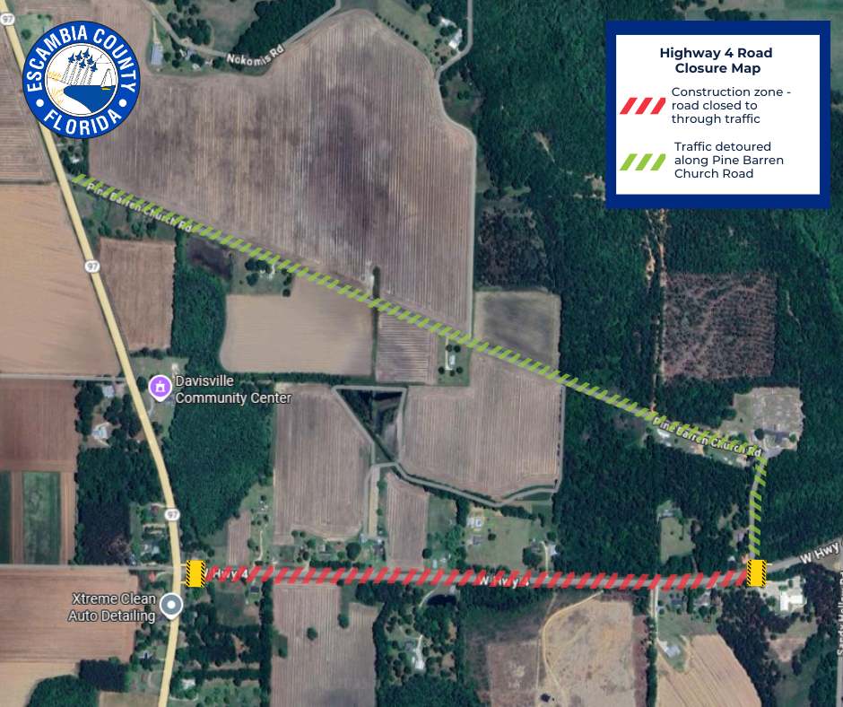 Highway 4 Road Closure Map