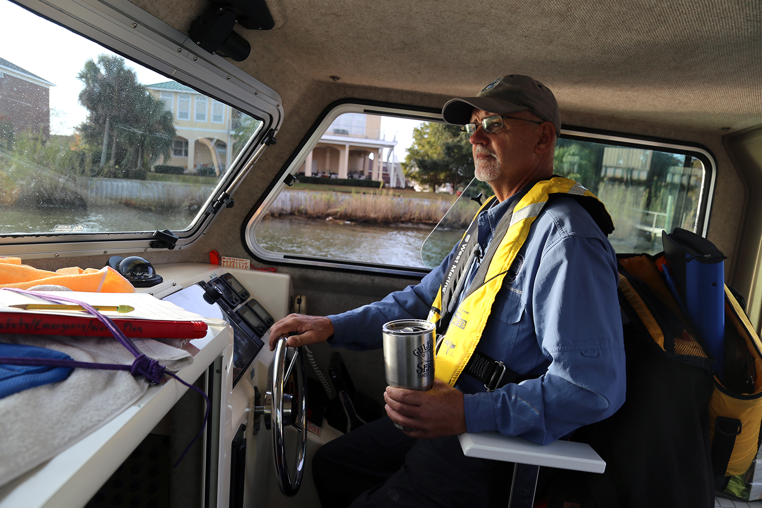 Robert Turpin on boat for reef deployment 