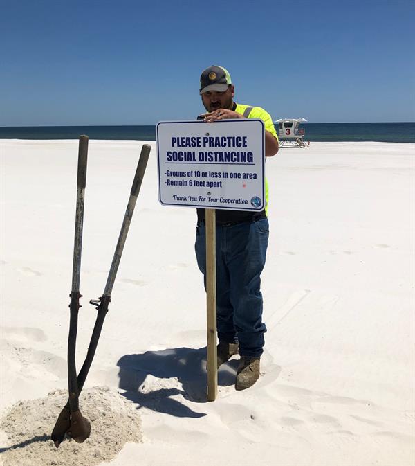Public works social distancing sign Public works social distancing sign