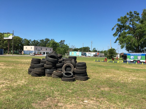 Tires collected from neighborhood cleanup