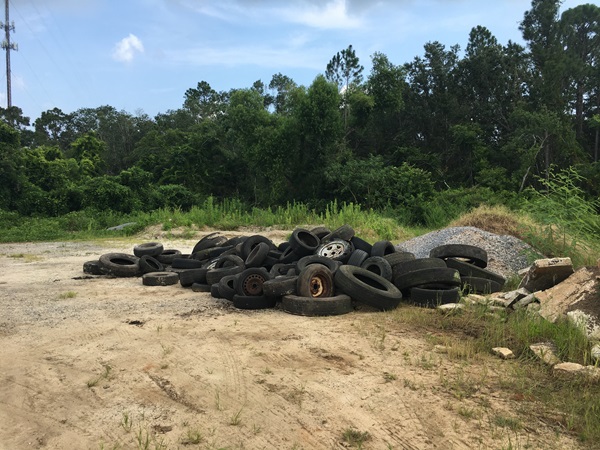 Tires collected at Lincoln Park Neighborhood Cleanup