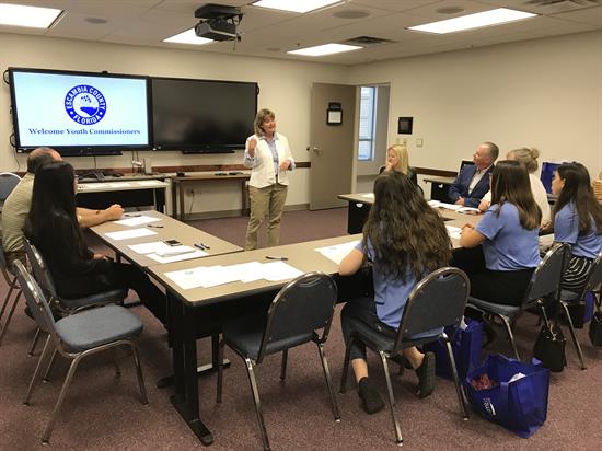 County Administrator Janice Gilley speaks to youth commissioners during the first Youth Commission meeting, Tuesday, Sept. 17. County Administrator Janice Gilley speaks to youth commissioners during the first Youth Commission meeting, Tuesday, Sept. 17.