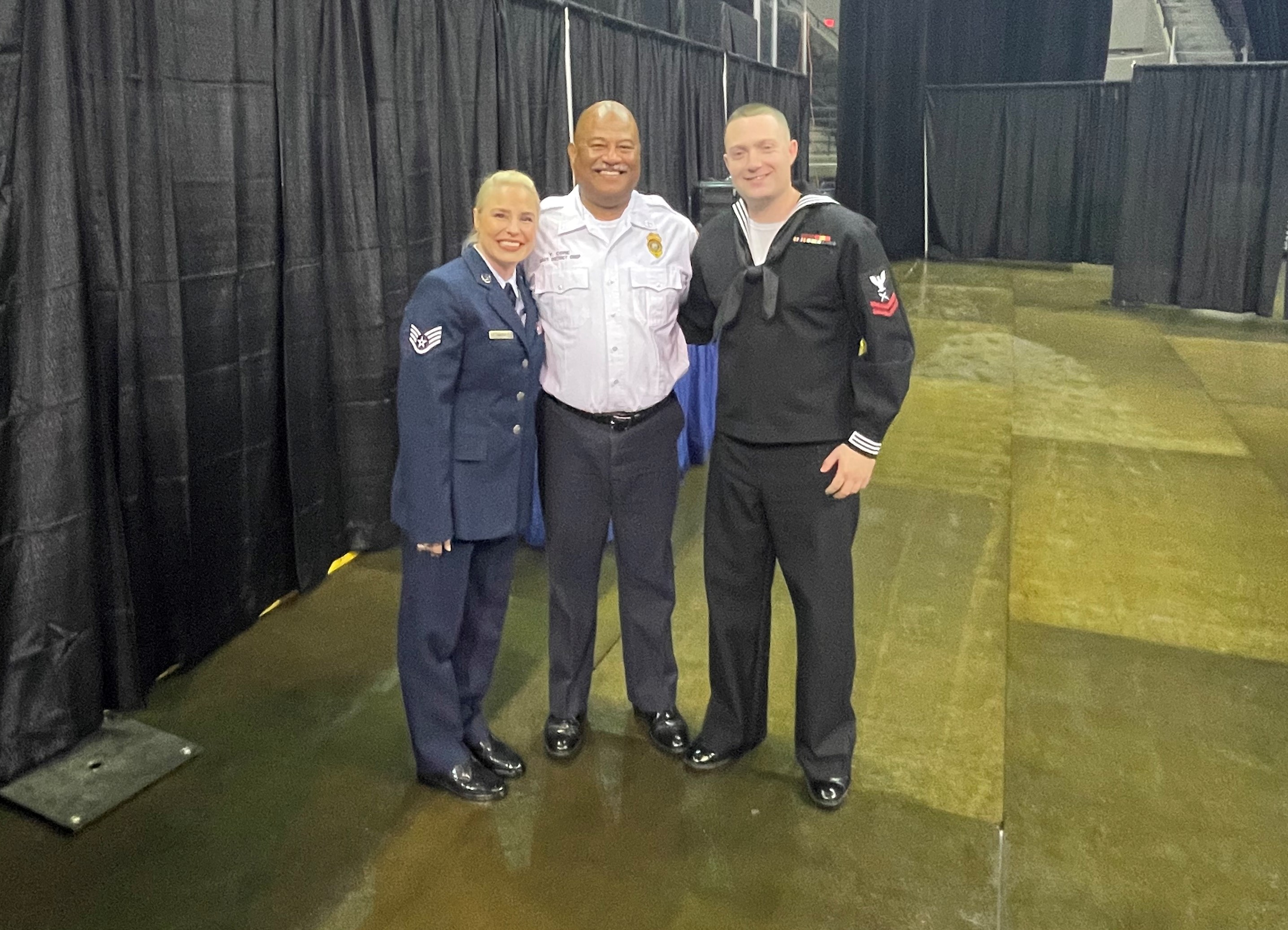 Chief Yoshimi Core with Petty Officer Michael Rosa and Staff Sergeant Cheyann Smith