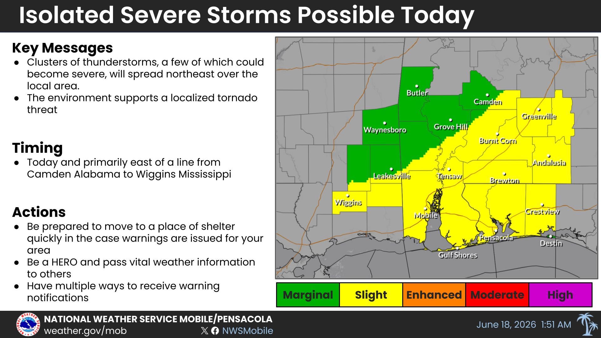 Isolated Severe Storms June 18 US National Weather Service Mobile Alabama