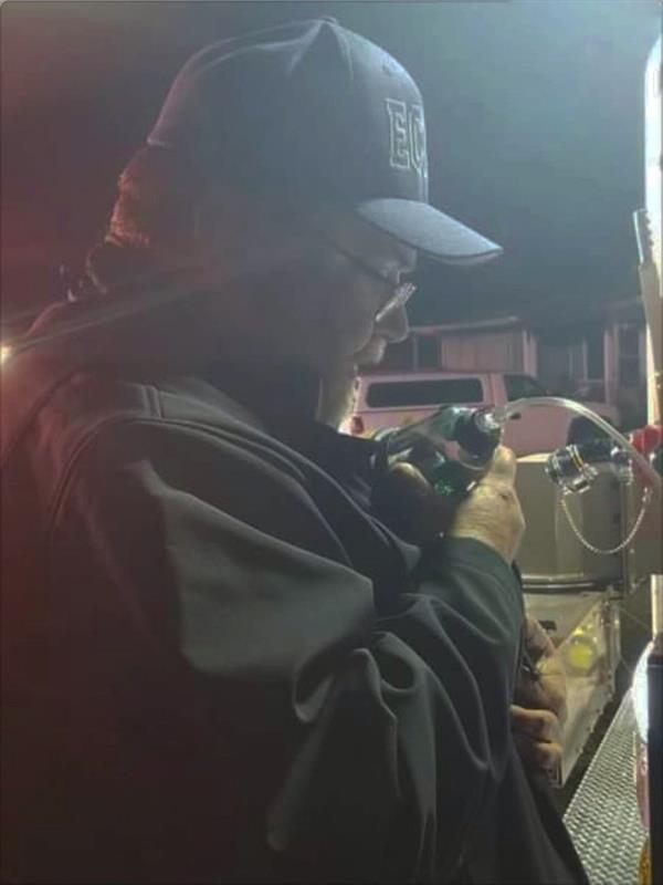 ECFR Fire and Life Safety Specialist Ray Melton provides dog with oxygen following recue at a fire on the 6700 block of W. Jackson St. ECFR Fire and Life Safety Specialist Ray Melton provides dog with oxygen following recue at a fire on the 6700 block of W. Jackson St.