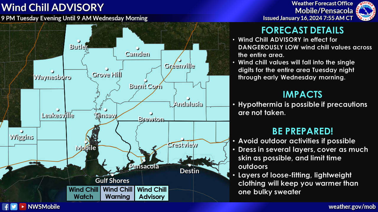 Jan. 16 wind chill advisory graphic