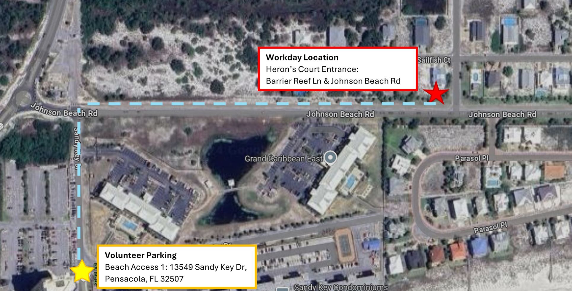 Johnson Beach Road Workday Map