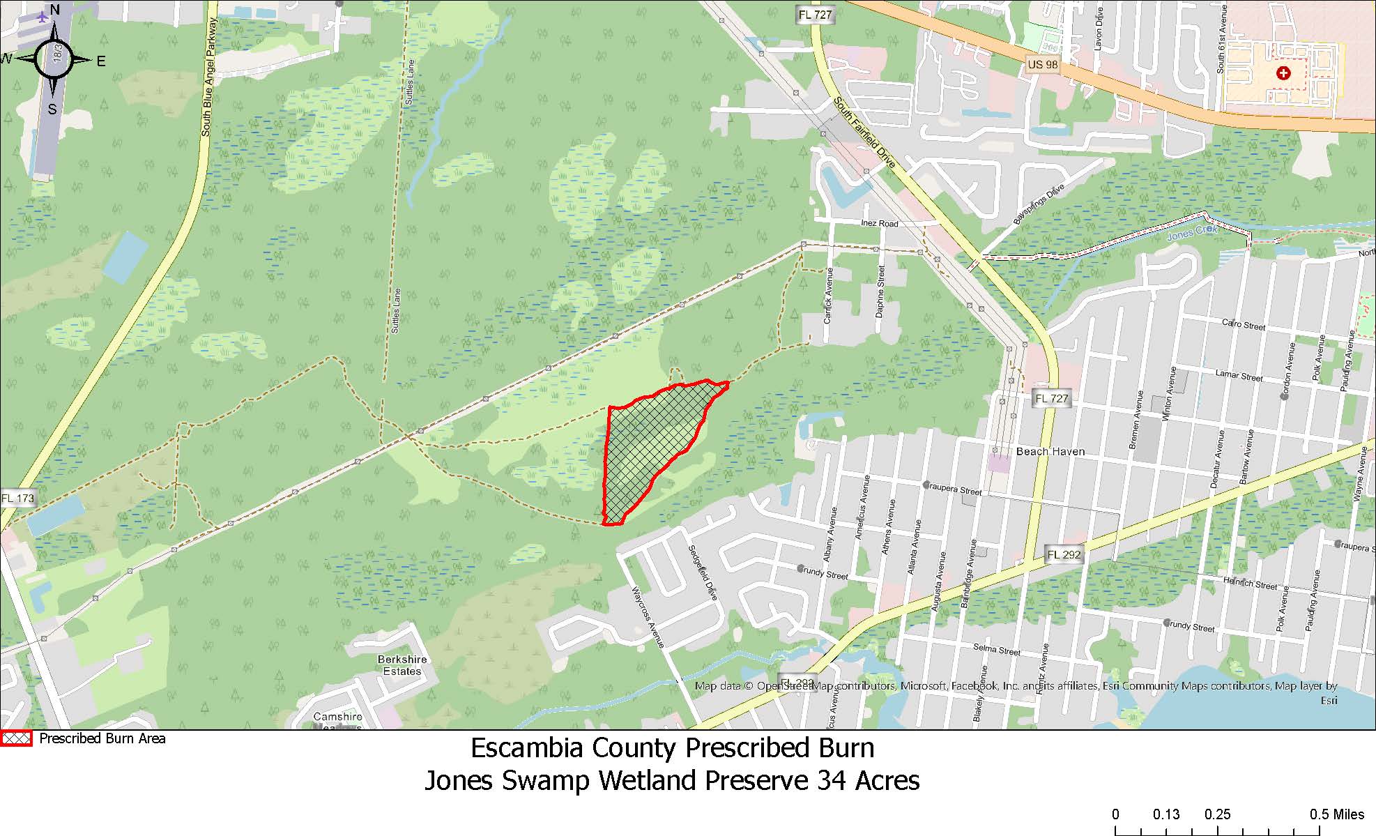 Map of the Jones Swamp Prescribed Burn