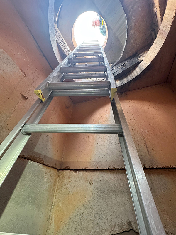 A ladder inside a drainage pipe