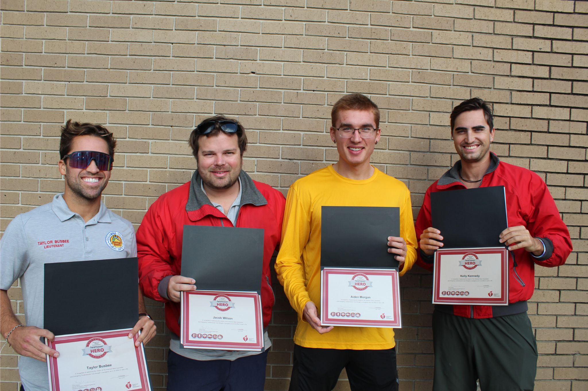 Lifeguards receiving recognition from the American Heart Association