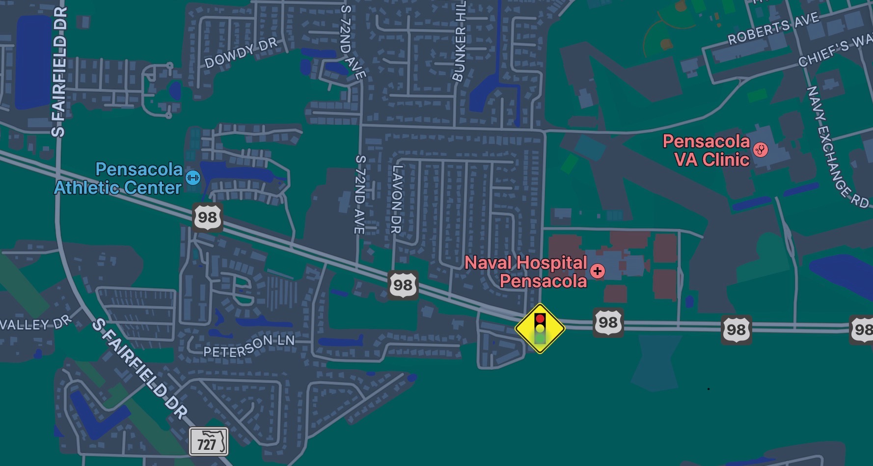 Map of the Traffic Light at South 61st Avenue