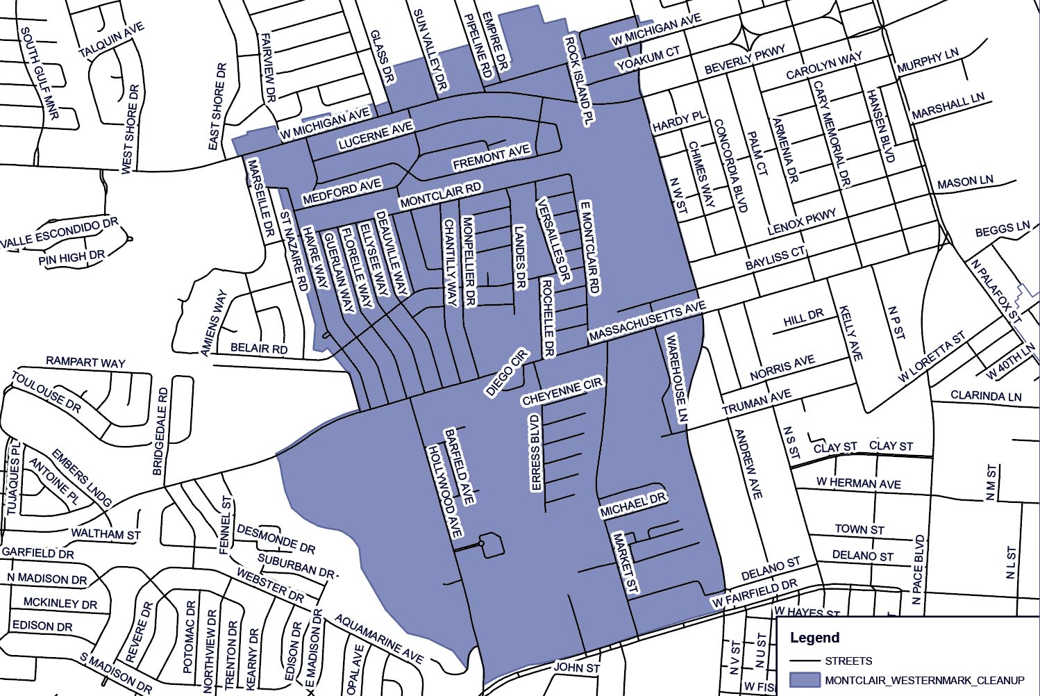 Montclair and Westernmark Neighborhood Cleanup Map