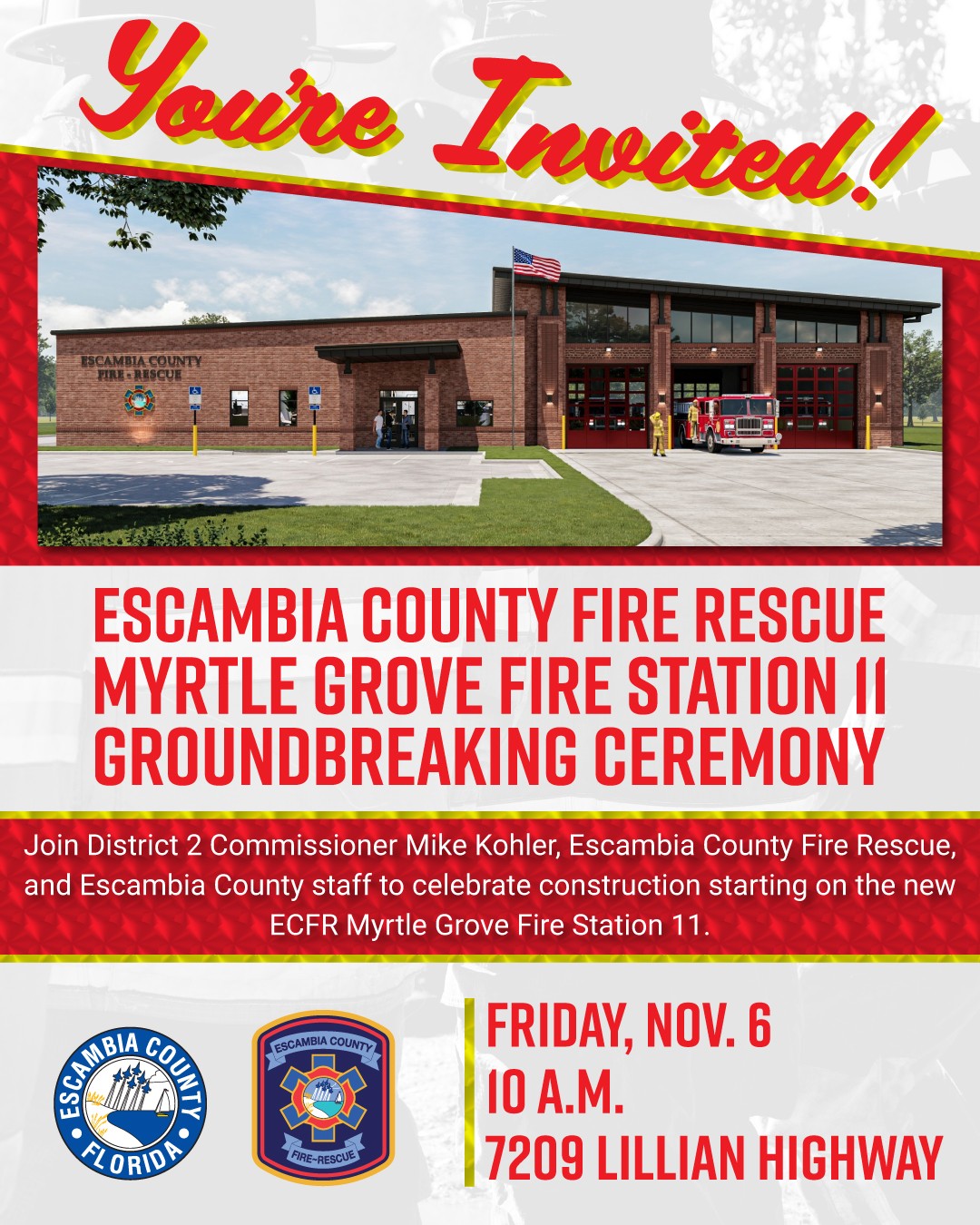 Myrtle Grove Fire Station Groundbreaking Ceremony Invitation