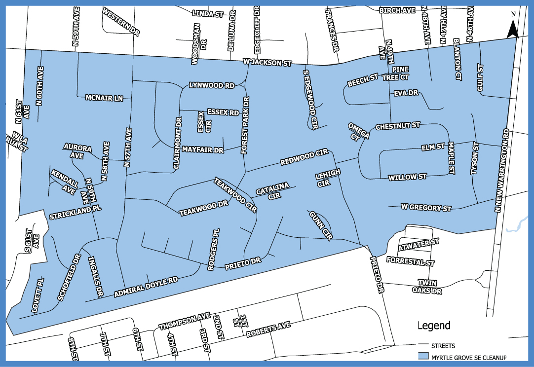 Myrtle Grove Southeast Neighborhood Cleanup Map