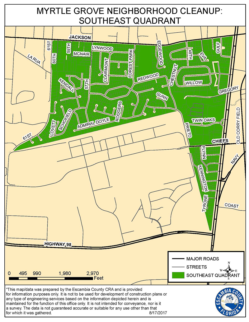 Myrtle Grove Southeast Cleanup Map