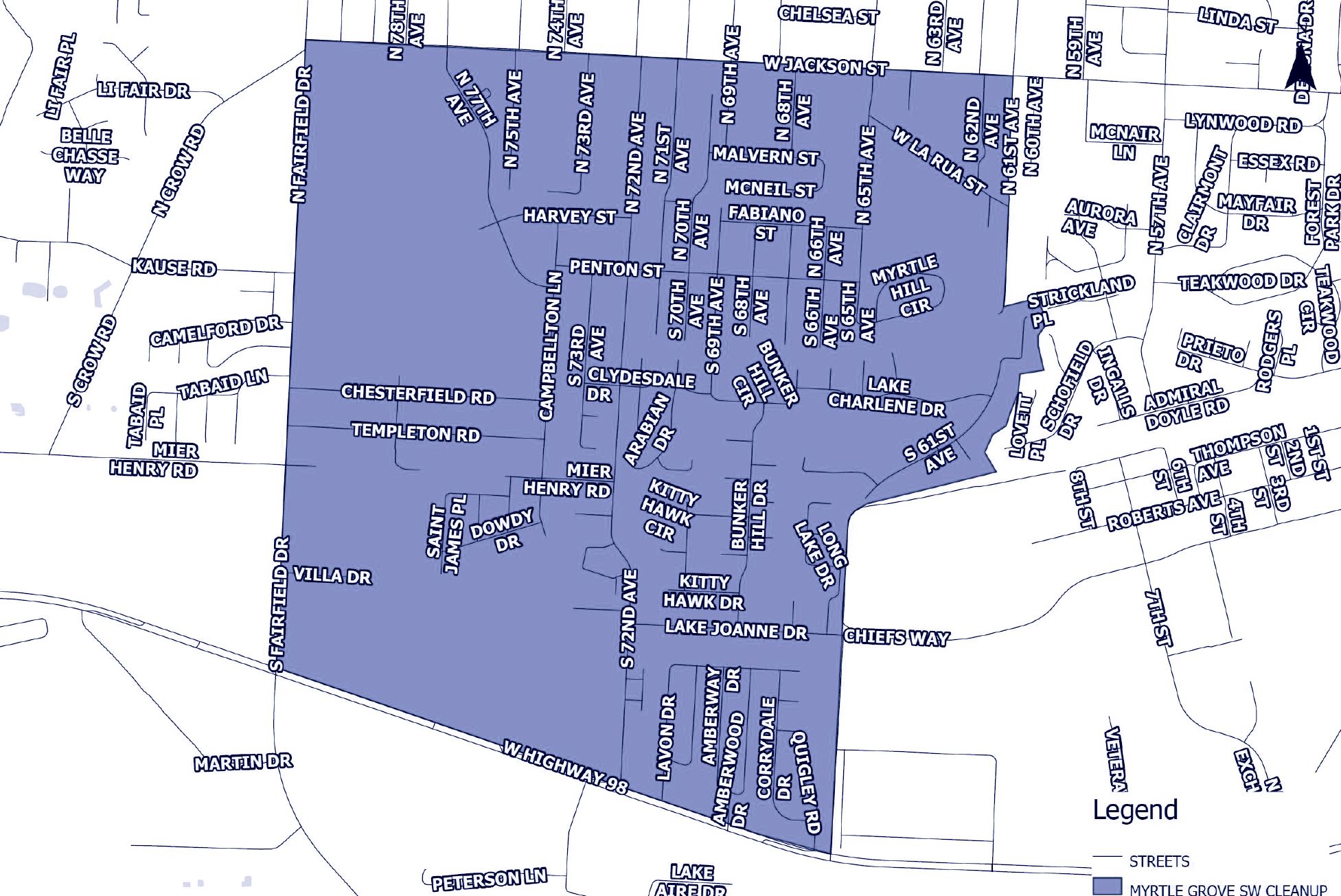 Myrtle Grove Southwest Neighborhood Cleanup Map