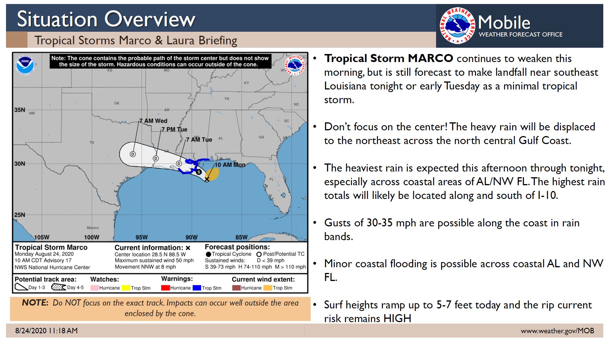 new update slide Monday TS Marco and Laura