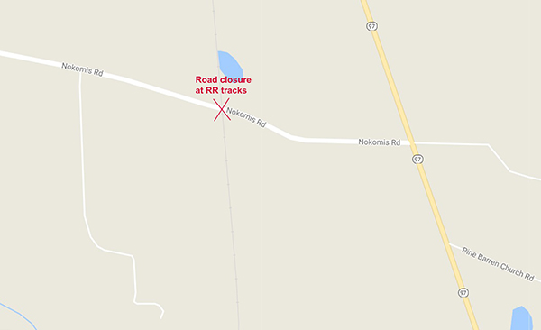 Nokomis Road closure map