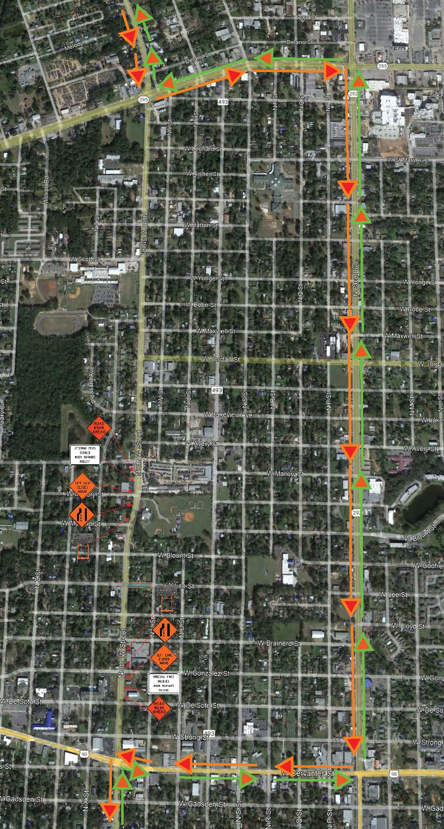 North W Street Work Closure Map