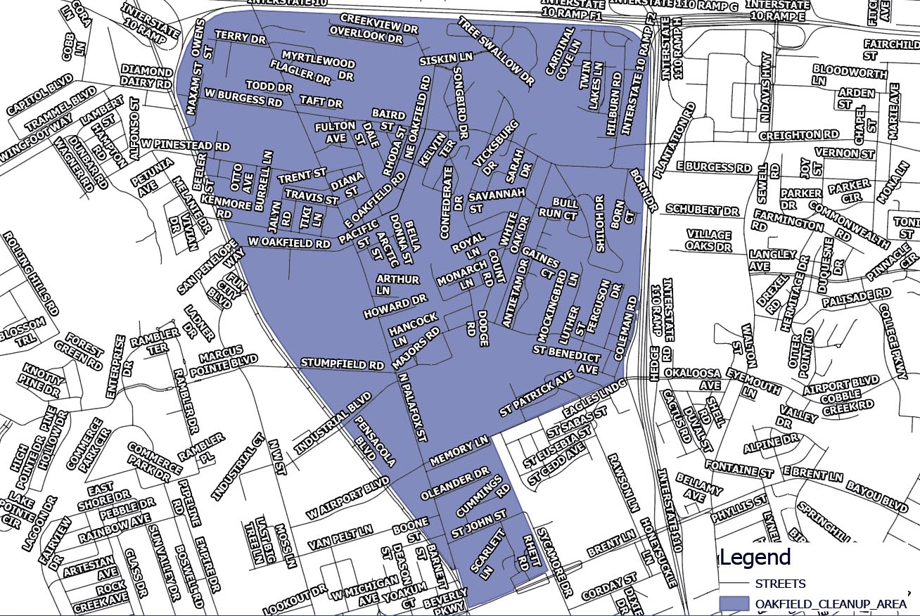 Oakfield Neighborhood Cleanup Map