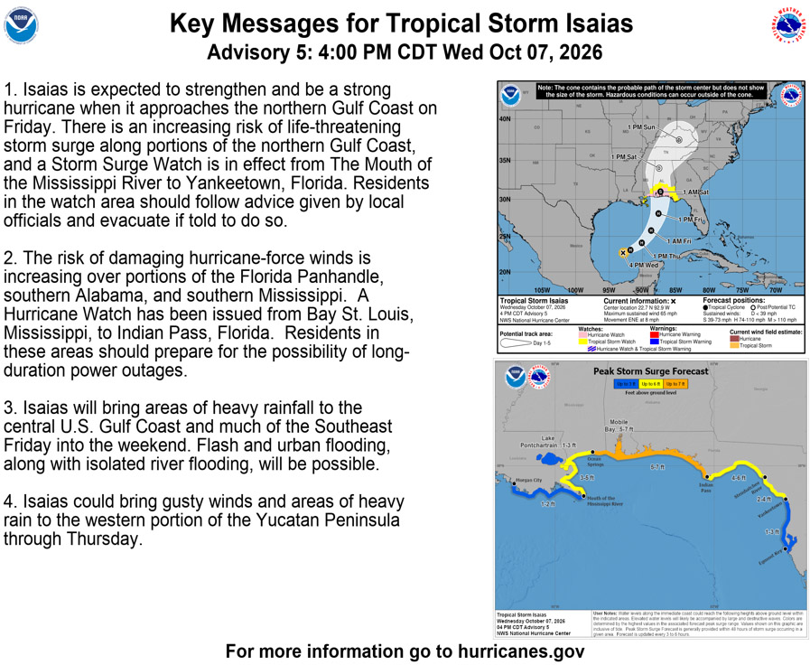 National Hurricane Center 4 p.m. update with key messages