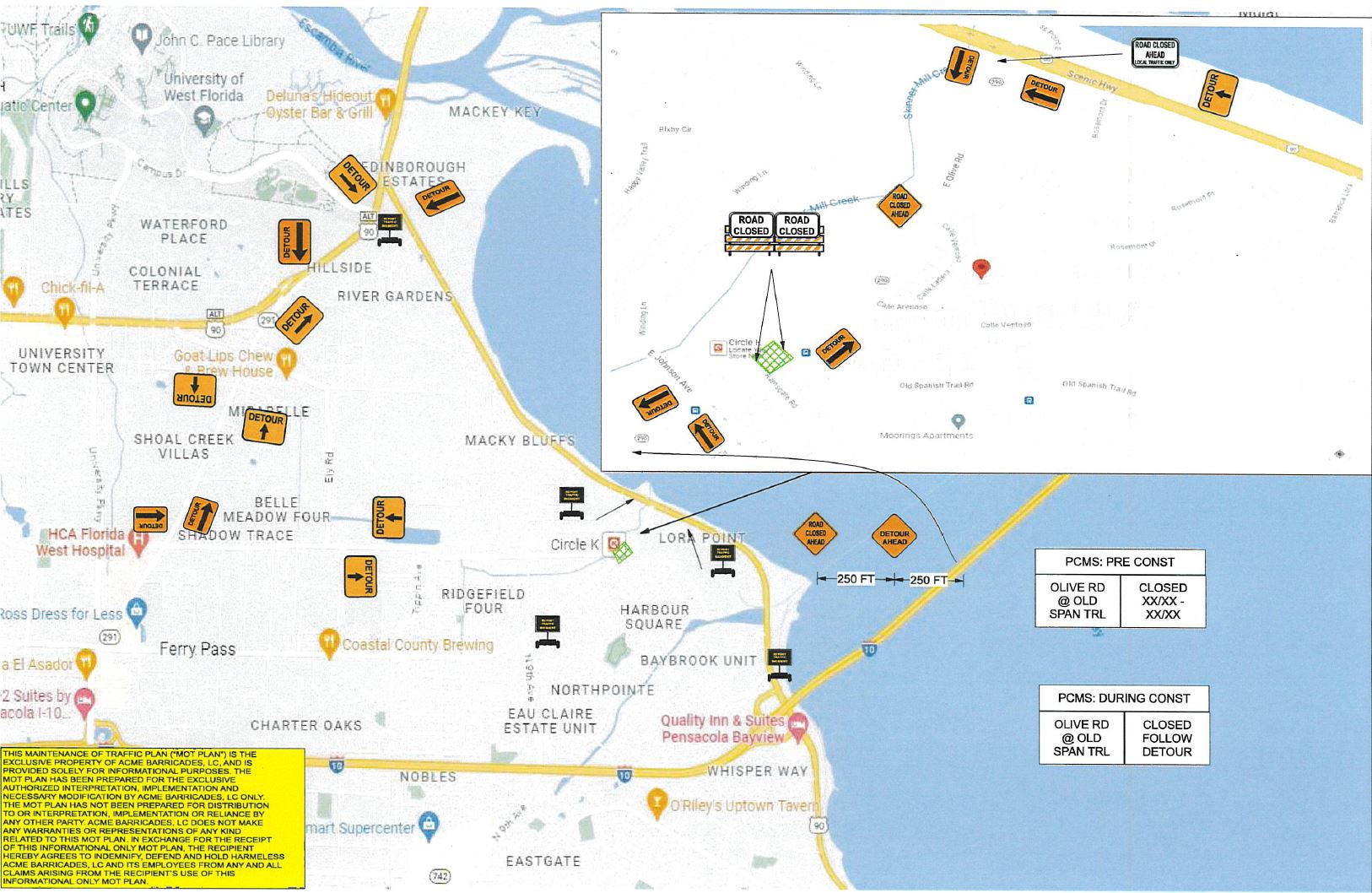 Olive Road Detour Notice