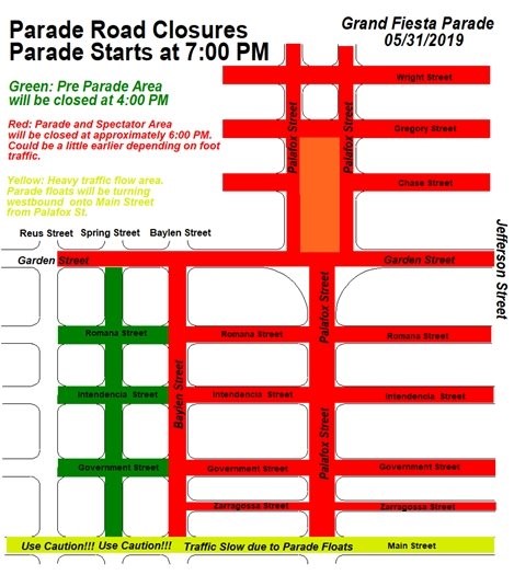 Parade Route Map from City of Pensacola 