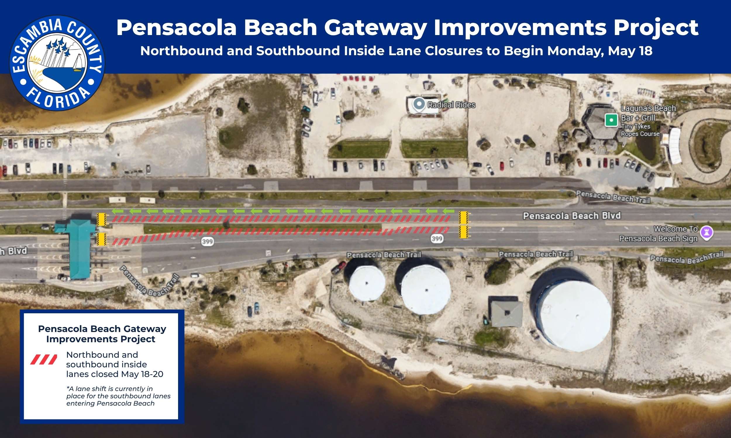 Pensacola Beach Gateway Improvements Project - Inside Lane Closures Pensacola Beach Gateway Improvements Project - Inside Lane Closures