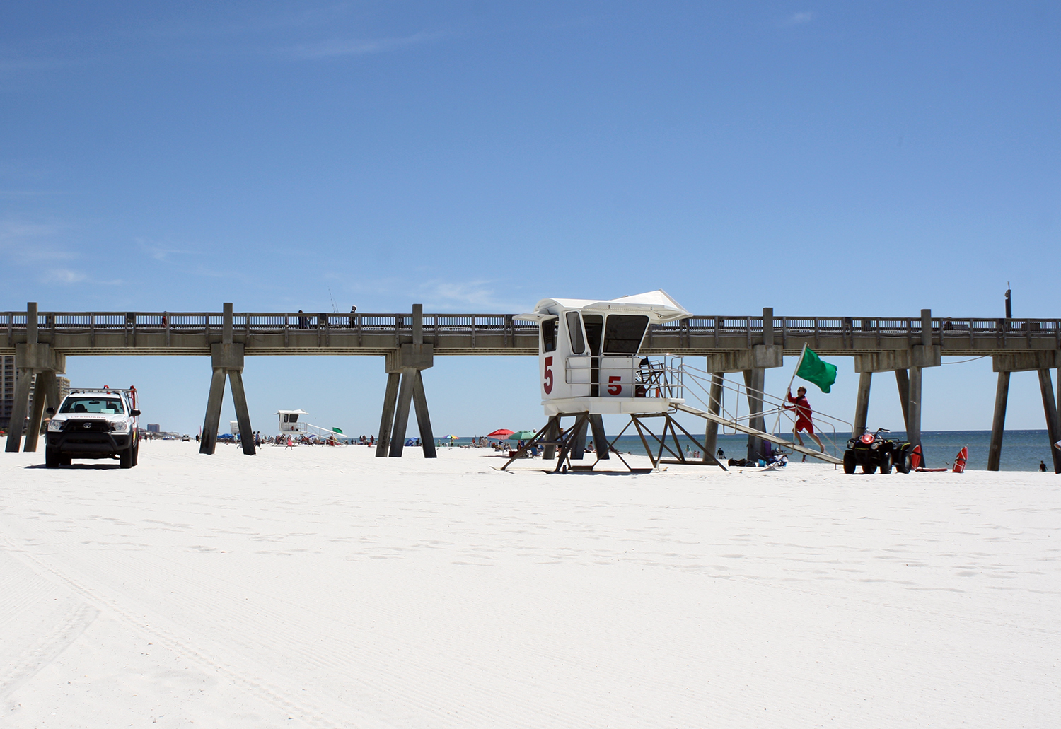 Pensacola Beach Lifeguards setting up for the day