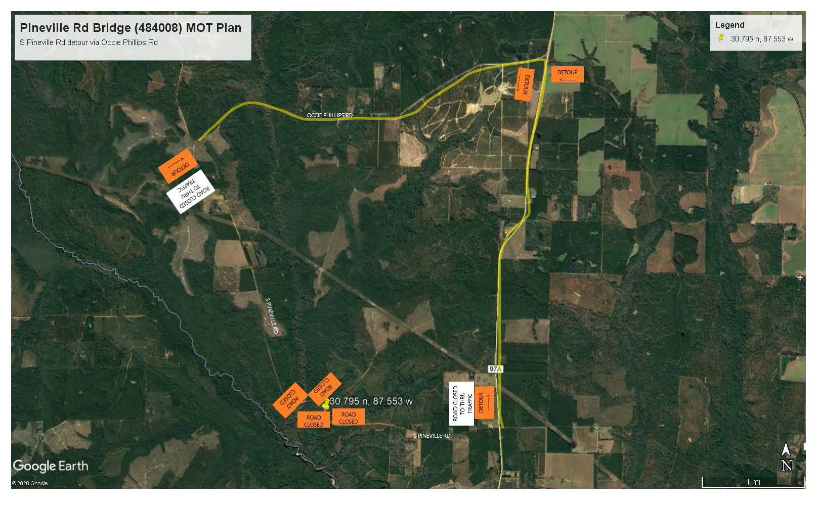 Pineville Rd @ Jackson Springs Branch Map
