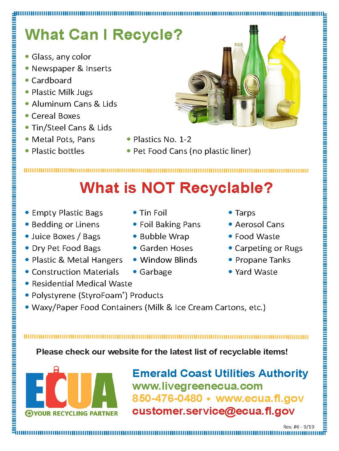 ECUA Accepted Recycling Materials List