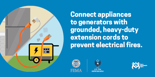 Graphic encouraging people to use heavy duty extension cords when powering appliances.